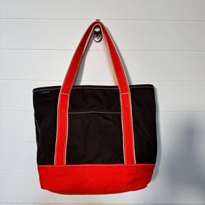 Lands' End Black and Red Tote Bag